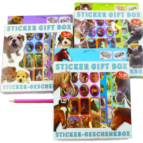 Sticker-Geschenkbox 80 Tieraufkleber